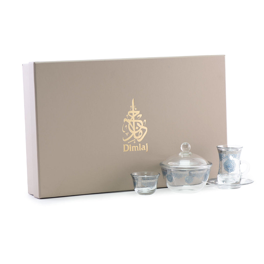 Dimlaj Selena Set of 20 Pcs Assorted Drinkware (Platinum & Blue) - Premium Special Sets from Selena By Dimlaj - Just $290!