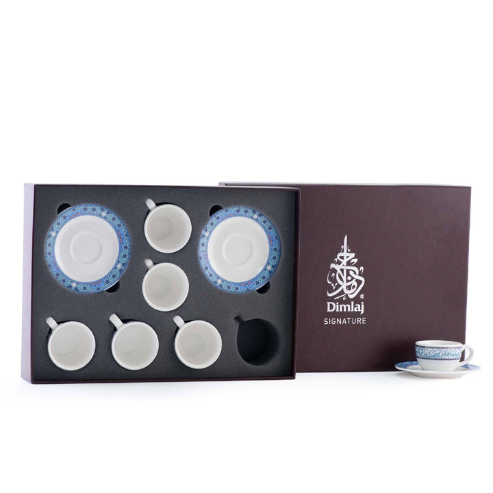 Dimlaj Melange Set of 6 Pcs Coffee Cups and Saucers (Platinum & Blue) - Premium Coffee Sets from Melange By Dimlaj - Just $265!