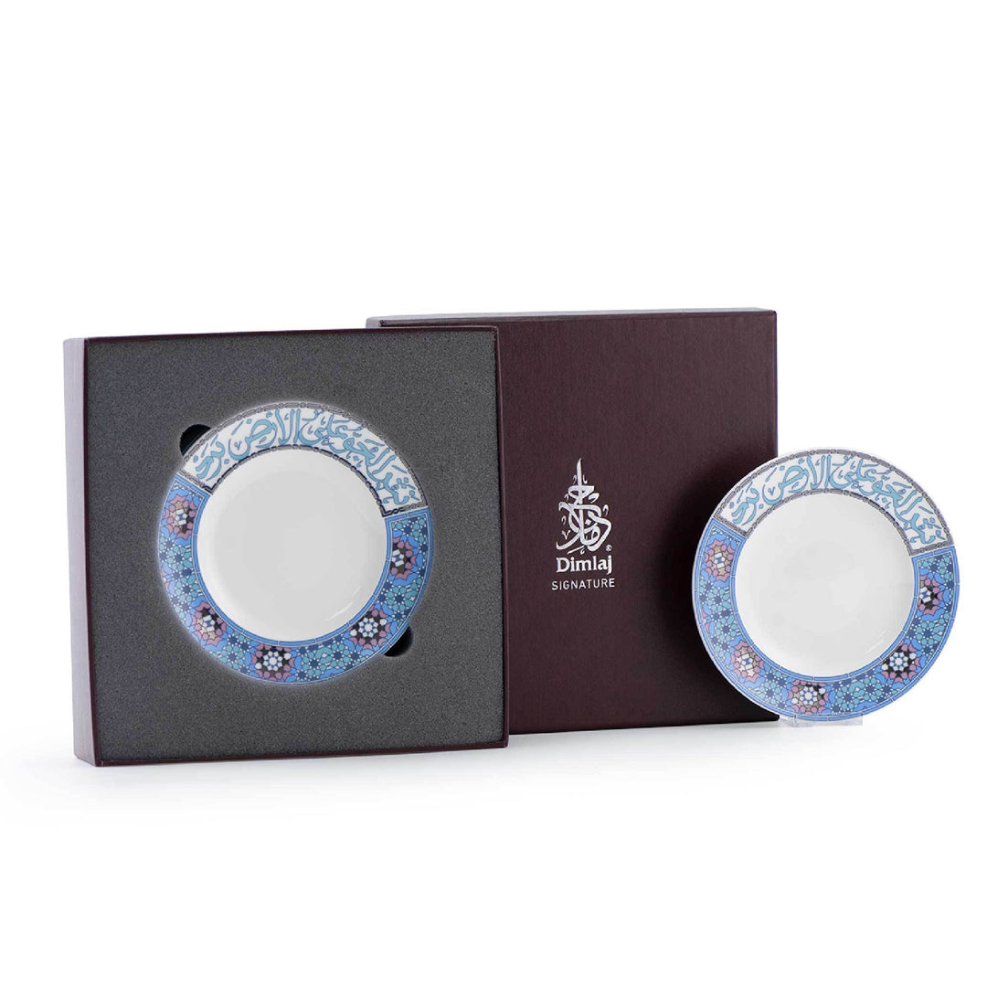 Dimlaj Melange Set of 6 Pcs Plates (Platinum & Blue) - Premium Porcelain Plates from Melange By Dimlaj - Just $340!
