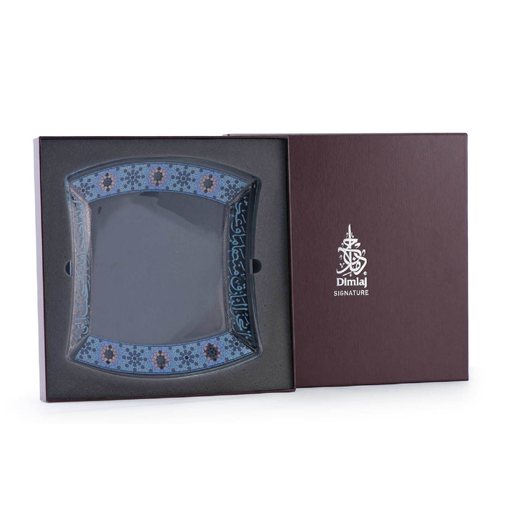 Dimlaj Melange Large Serving Plate (Platinum & Blue) - Premium Glass Plates from Melange By Dimlaj - Just $265!