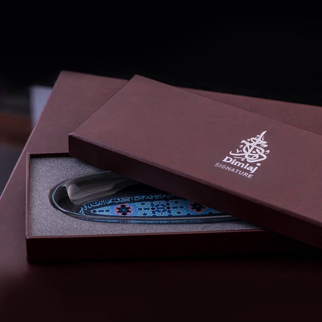 Dimlaj Melange Large Oval Plate (Platinum & Blue) - Premium Glass Plates from Melange By Dimlaj - Just $160!