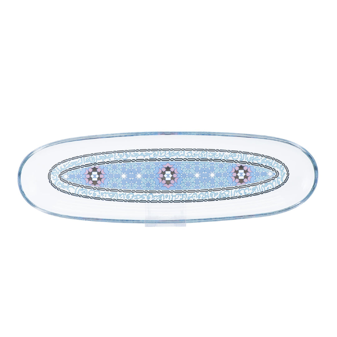 Dimlaj Melange Large Oval Plate (Platinum & Blue) - Premium Glass Plates from Melange By Dimlaj - Just $160!