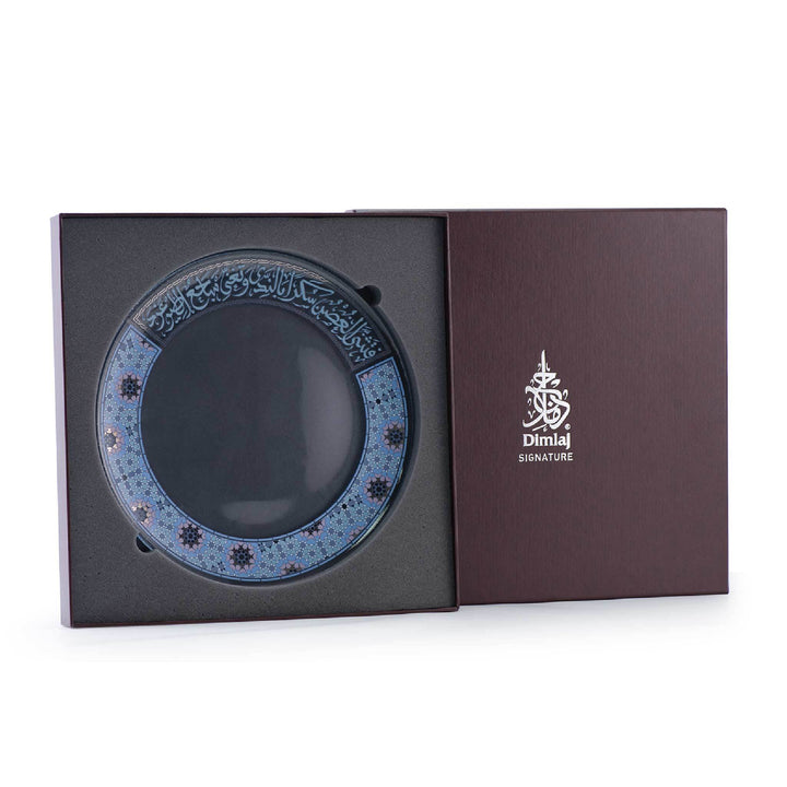 Dimlaj Melange Large Charger Plate (Platinum & Blue) - Premium Glass Plates from Melange By Dimlaj - Just $265!