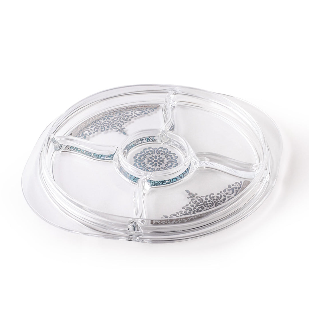 Dimlaj Selena Circular Divider Plate (Platinum & Blue) - Premium Glass Plates from Selena By Dimlaj - Just $48!