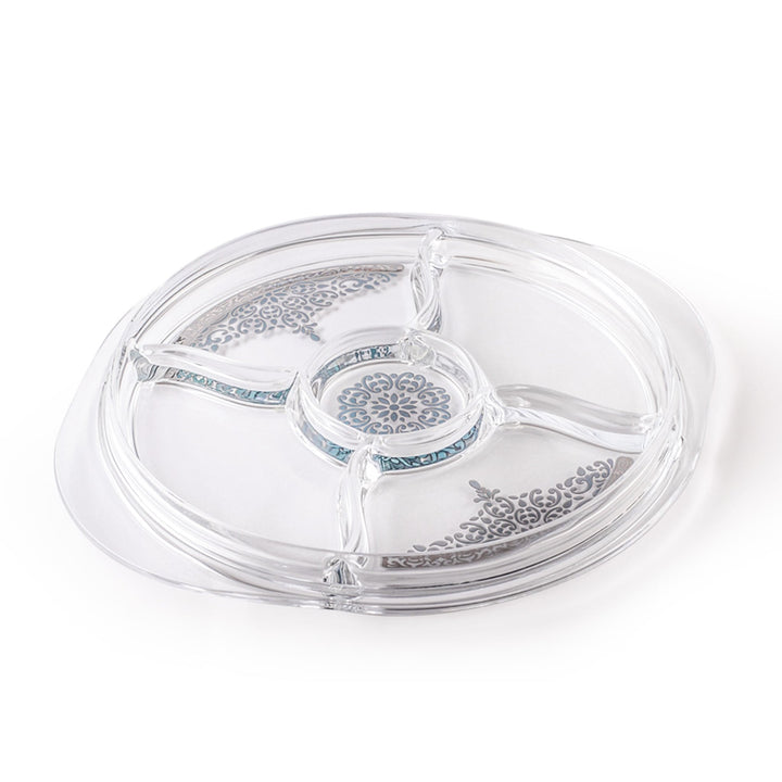 Dimlaj Selena Circular Divider Plate (Platinum & Blue) - Premium Glass Plates from Selena By Dimlaj - Just $48!