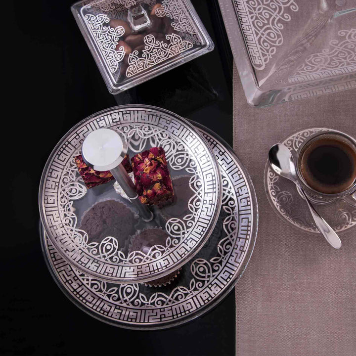 Dimlaj Shafa 2 Tiered Tray (Silver) - Premium Stands from Shafa By Dimlaj - Just $210!