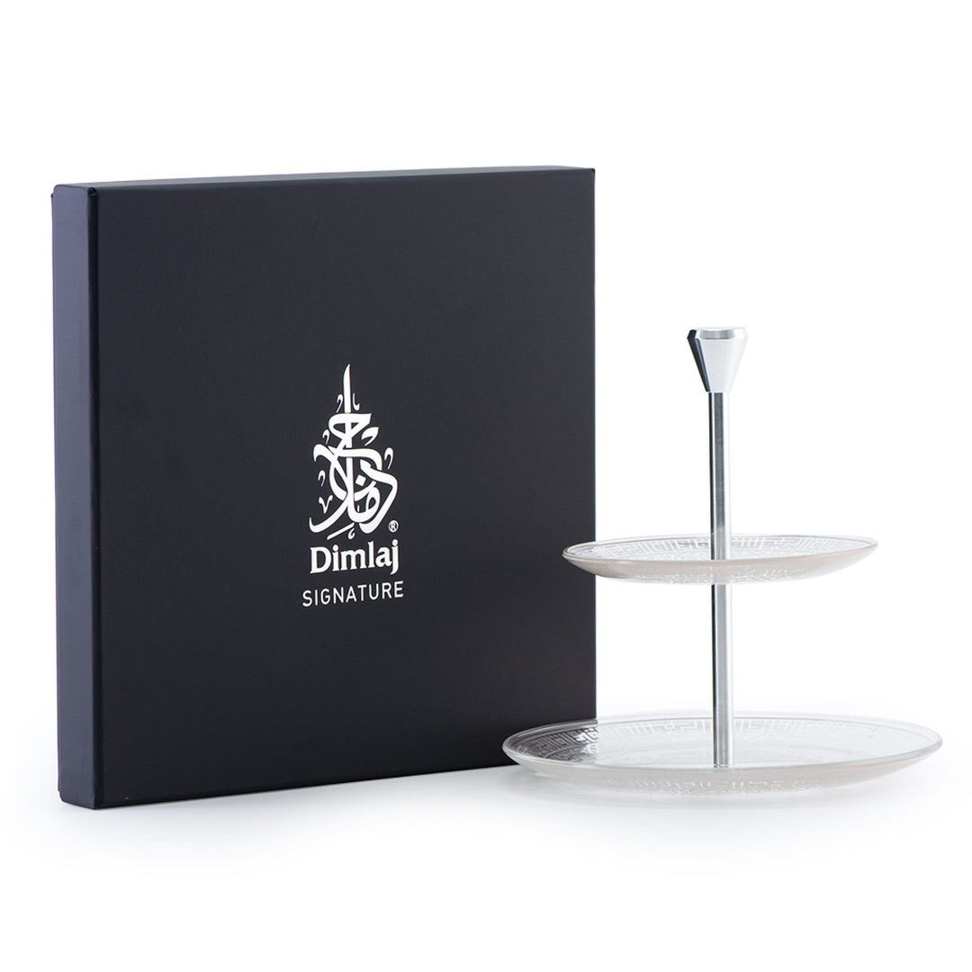 Dimlaj Shafa 2 Tiered Tray (Silver) - Premium Stands from Shafa By Dimlaj - Just $210!