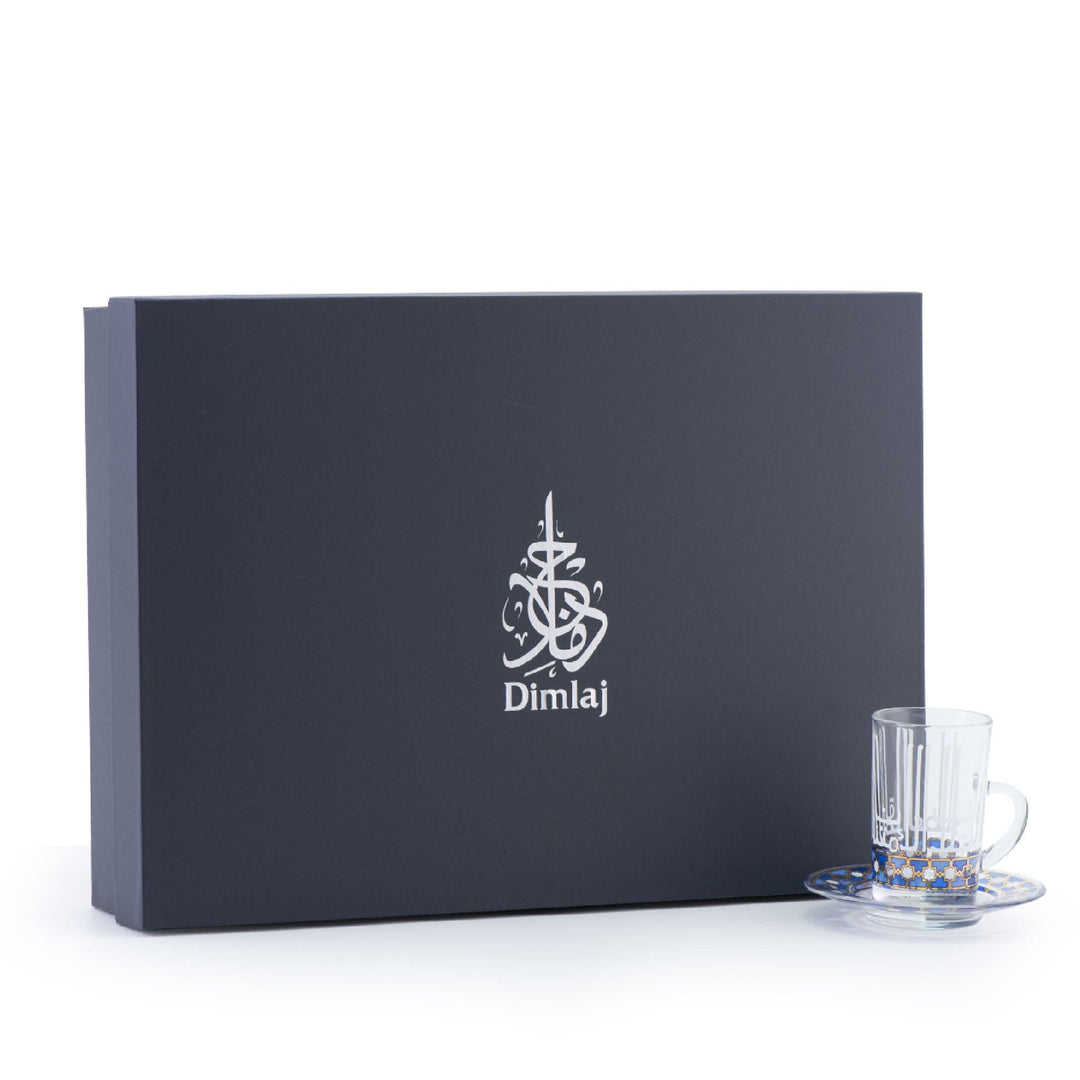 Dimlaj Asala Set of 6 Pcs Tea Cups and Saucers (Gold & Blue) - Premium Tea Istikans With Handle from Asala By Dimlaj - Just $300!