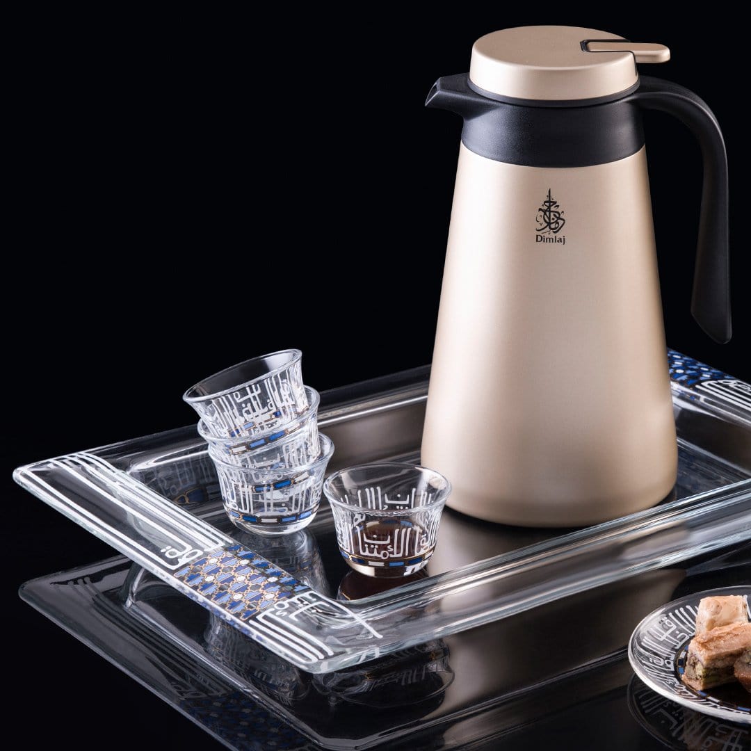 Dimlaj Asala Set of 6 Pcs Cawa Cups (Gold & Blue) - Premium Cawa Cups from Asala By Dimlaj - Just $210!