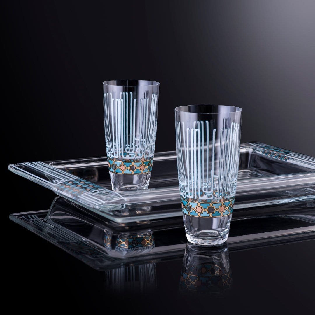 Dimlaj Asala Large Rectangular Serving Plate (Gold & Green) - Premium Glass Plates from Asala By Dimlaj - Just $290!