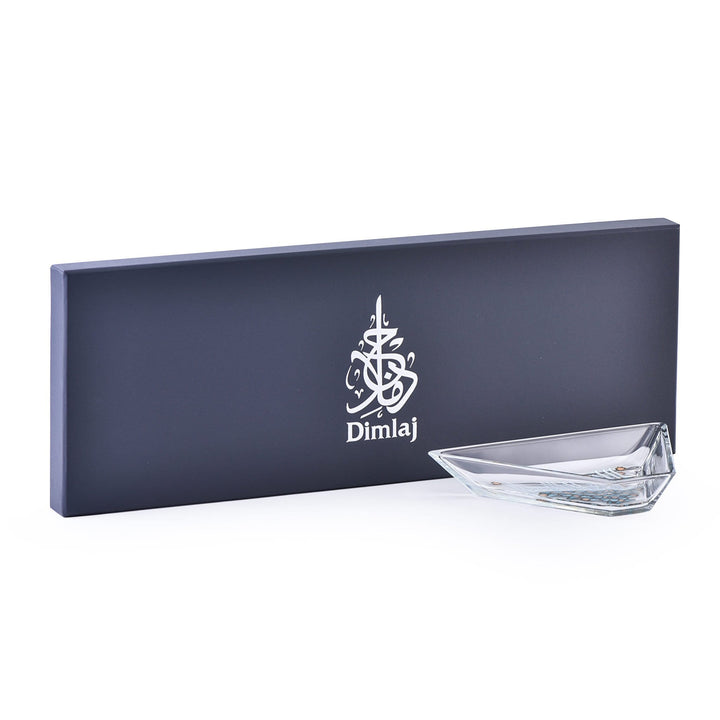 Dimlaj Asala Set of 2 Pcs Triangular Plates (Gold & Green) - Premium Glass Plates from Asala By Dimlaj - Just $210!