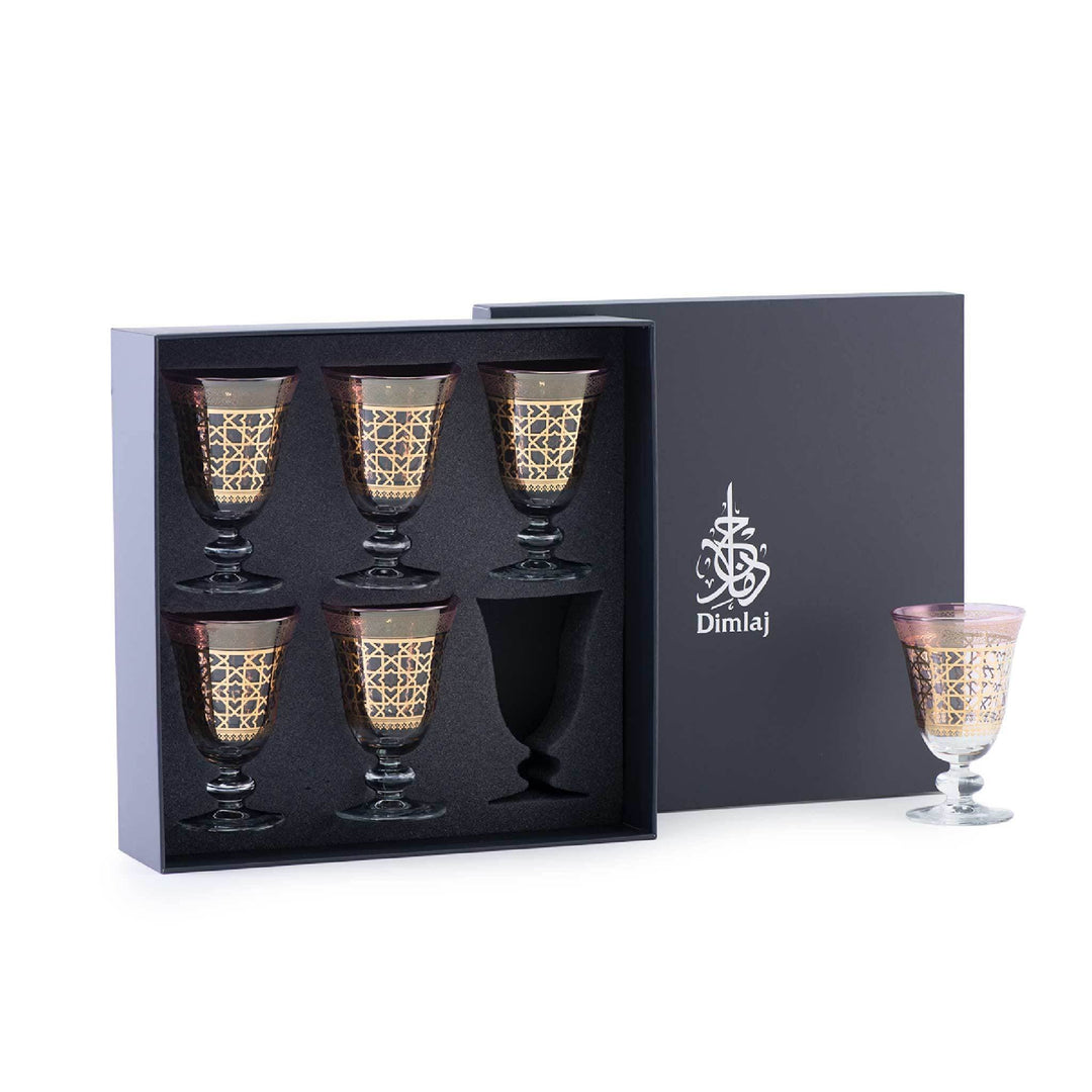 Dimlaj Cordoba Set of 6 Pcs Goblet Stems (Gold & Pink) - Premium Goblet Stemware from Cordoba By Dimlaj - Just $375!