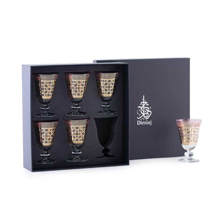 Dimlaj Cordoba Set of 6 Pcs Goblet Stems (Gold & Pink) - Premium Goblet Stemware from Cordoba By Dimlaj - Just $375!