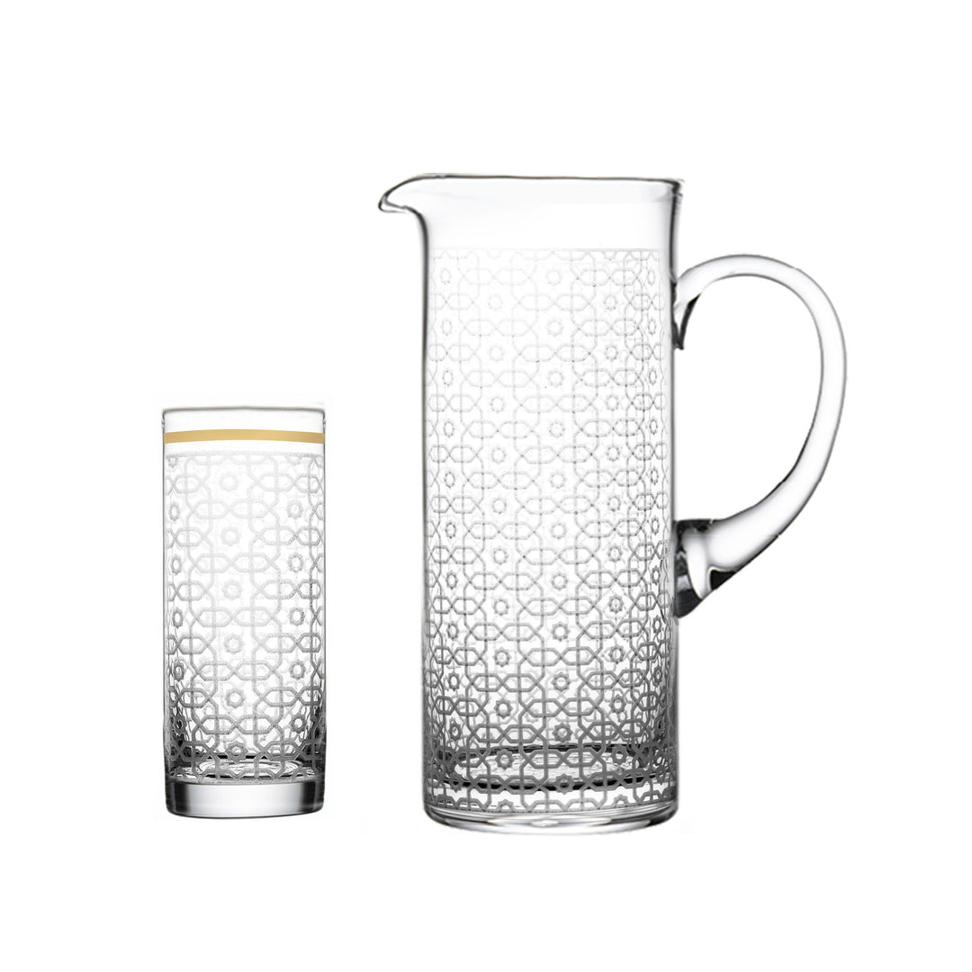 Dimlaj Ivory Set of 7 Pcs 1 pc Jug and 6 pcs Tumblers (Gold) - Premium Drinkset from Ivory By Dimlaj - Just $600!