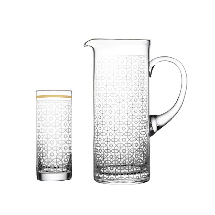 Dimlaj Ivory Set of 7 Pcs 1 pc Jug and 6 pcs Tumblers (Gold) - Premium Drinkset from Ivory By Dimlaj - Just $600!