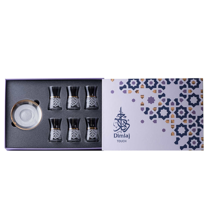 Dimlaj Touch Mood Set of 6 Pcs Tea Cups and Saucers Gold - Premium Tea Istikans Without Handle from Mood By Dimlaj - Just $135!