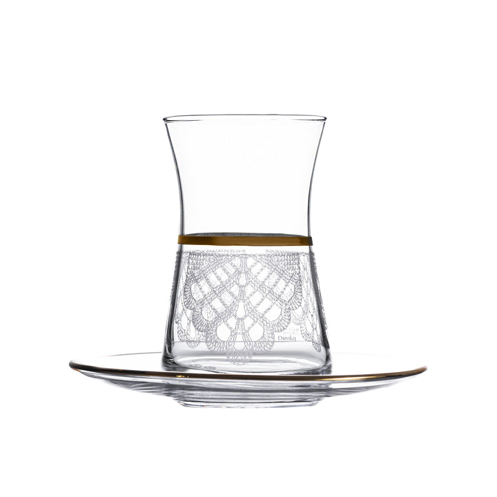 Dimlaj Touch Mood Set of 6 Pcs Tea Cups and Saucers Gold - Premium Tea Istikans Without Handle from Mood By Dimlaj - Just $135!