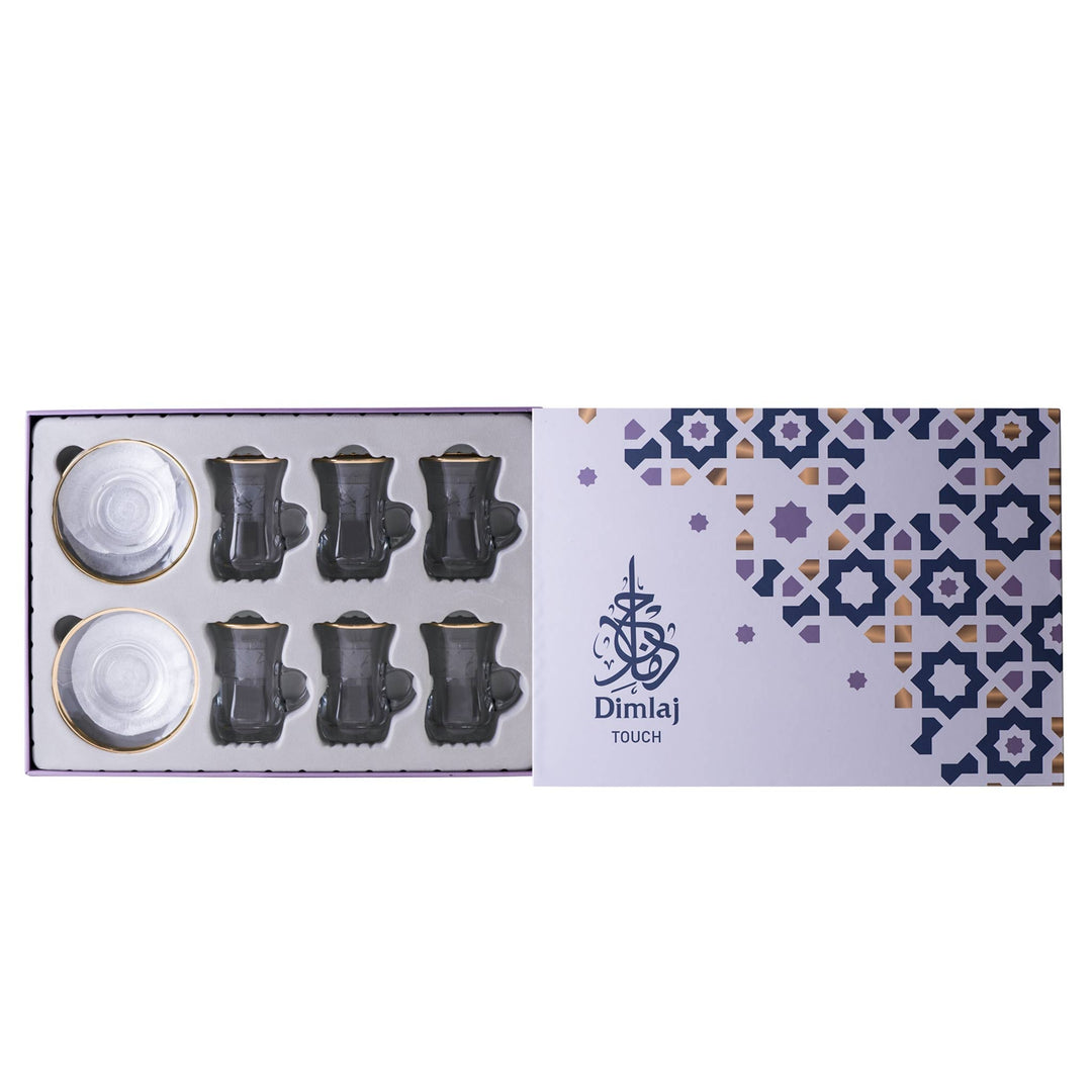 Dimlaj Touch Elena Set of 6 Pcs Tea Cups and Saucers (Gold) - Premium Tea Istikans With Handle from Elena By Dimlaj - Just $135!