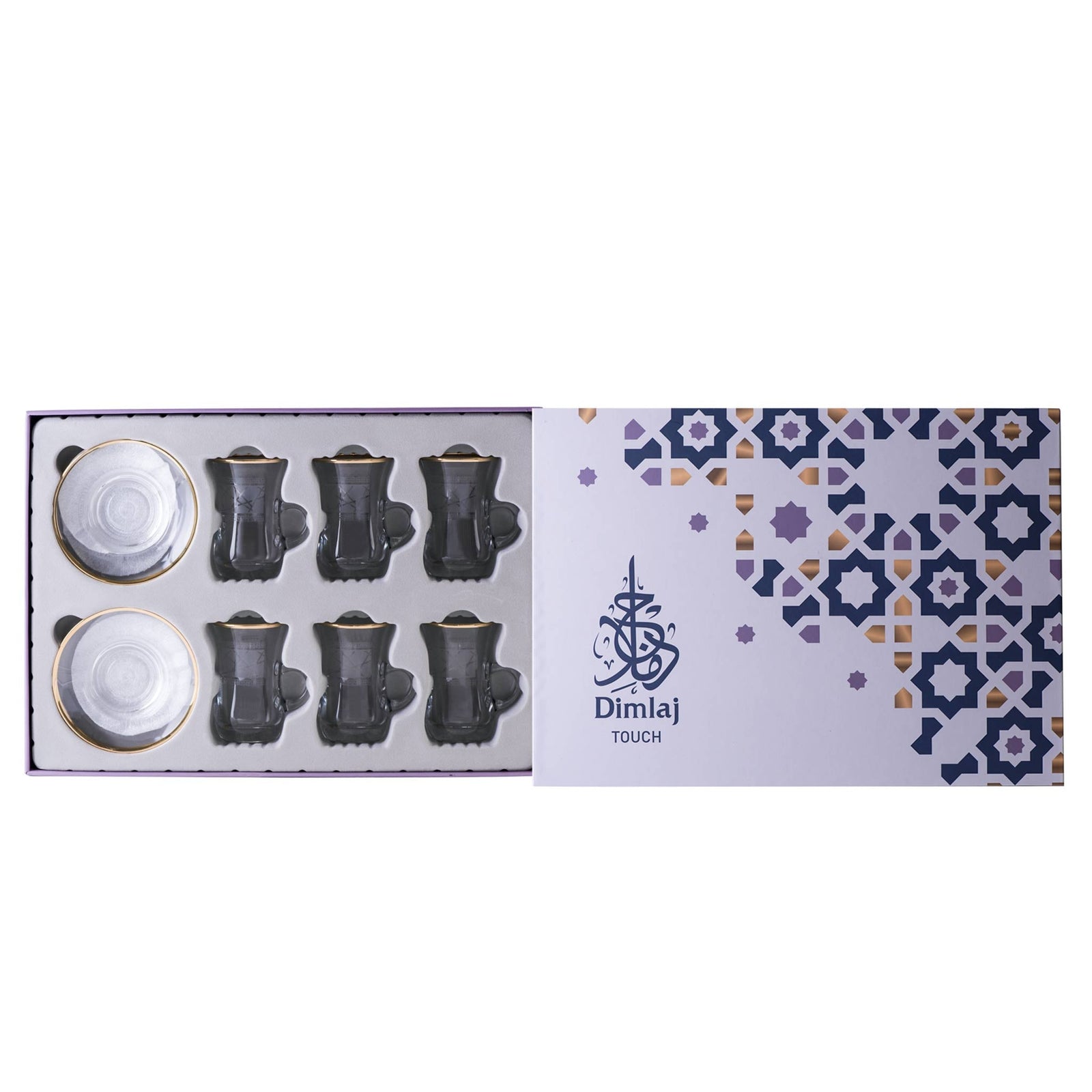 Dimlaj Touch Elena Set of 6 Pcs Tea Cups and Saucers (Gold) - Premium Tea Istikans With Handle from Elena By Dimlaj - Just $135!