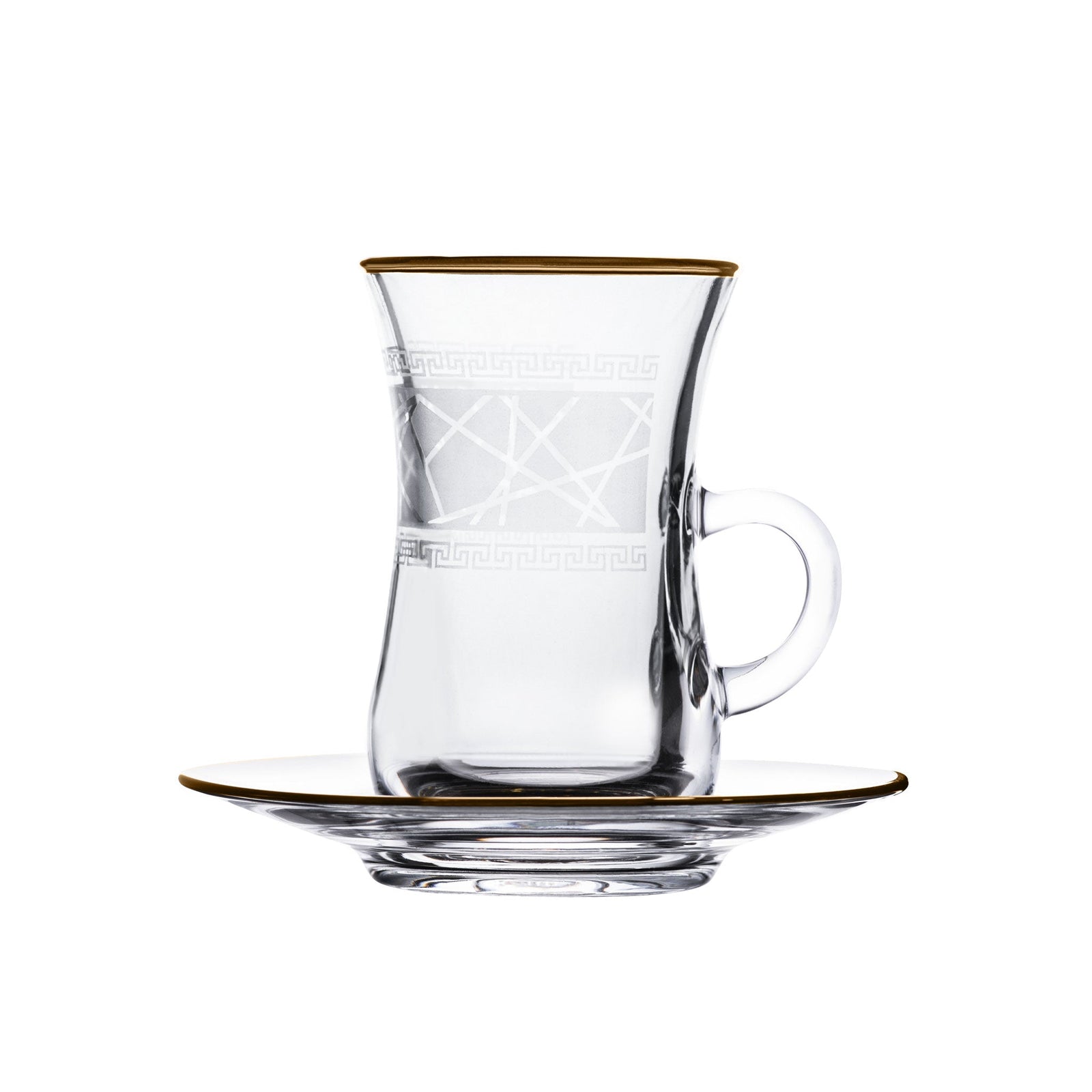 Dimlaj Touch Elena Set of 6 Pcs Tea Cups and Saucers (Gold) - Premium Tea Istikans With Handle from Elena By Dimlaj - Just $135!