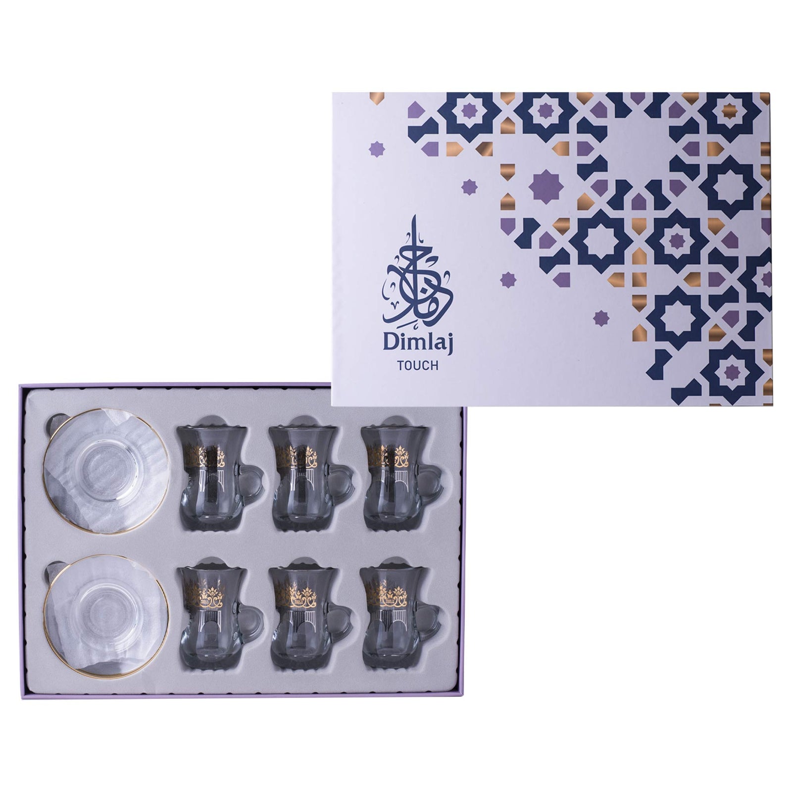 Dimlaj Touch Grace Set of 6 Pcs Tea Cups and Saucers (Gold) - Premium Tea Istikans With Handle from Grace By Dimlaj - Just $135!