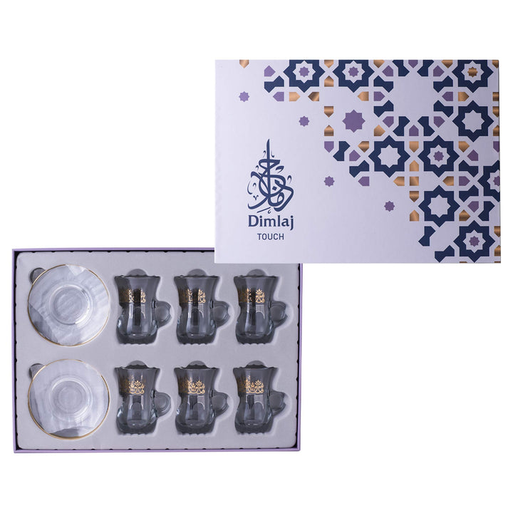 Dimlaj Touch Grace Set of 6 Pcs Tea Cups and Saucers (Gold) - Premium Tea Istikans With Handle from Grace By Dimlaj - Just $135!