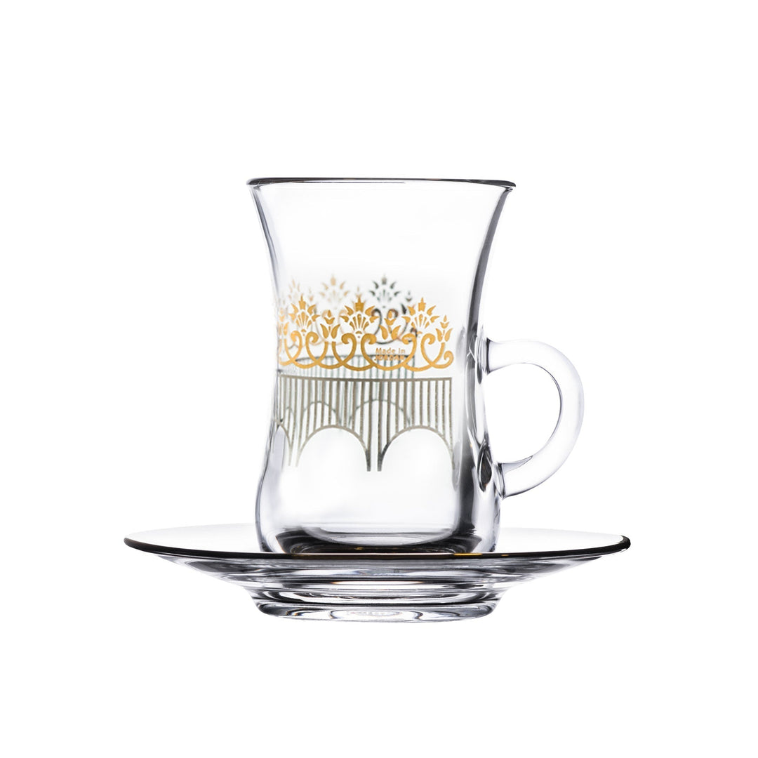 Dimlaj Touch Grace Set of 6 Pcs Tea Cups and Saucers (Gold) - Premium Tea Istikans With Handle from Grace By Dimlaj - Just $135!