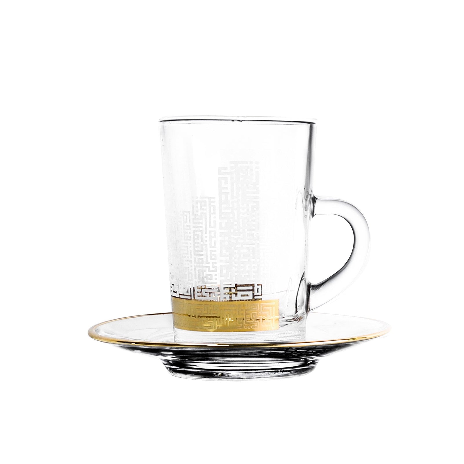 Dimlaj Abraj Set of 6 Pcs Tea Cups and Saucers (Gold) - Premium Tea Istikans With Handle from Abraj By Dimlaj - Just $265!