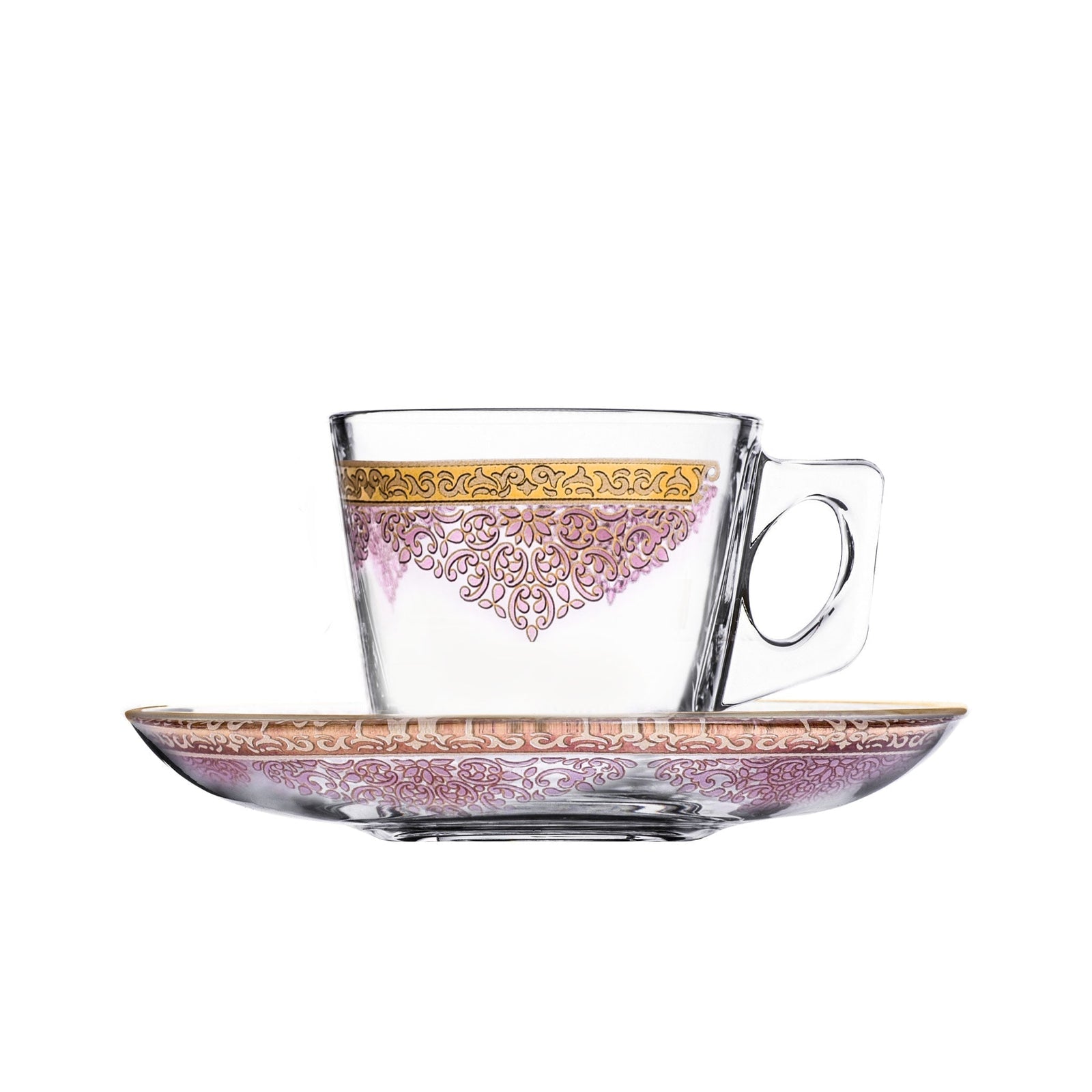 Dimlaj Selena Set of 6 Pcs Espresso Cups and Saucers (Gold & Pink) - Premium Coffee Cups from Selena By Dimlaj - Just $192!