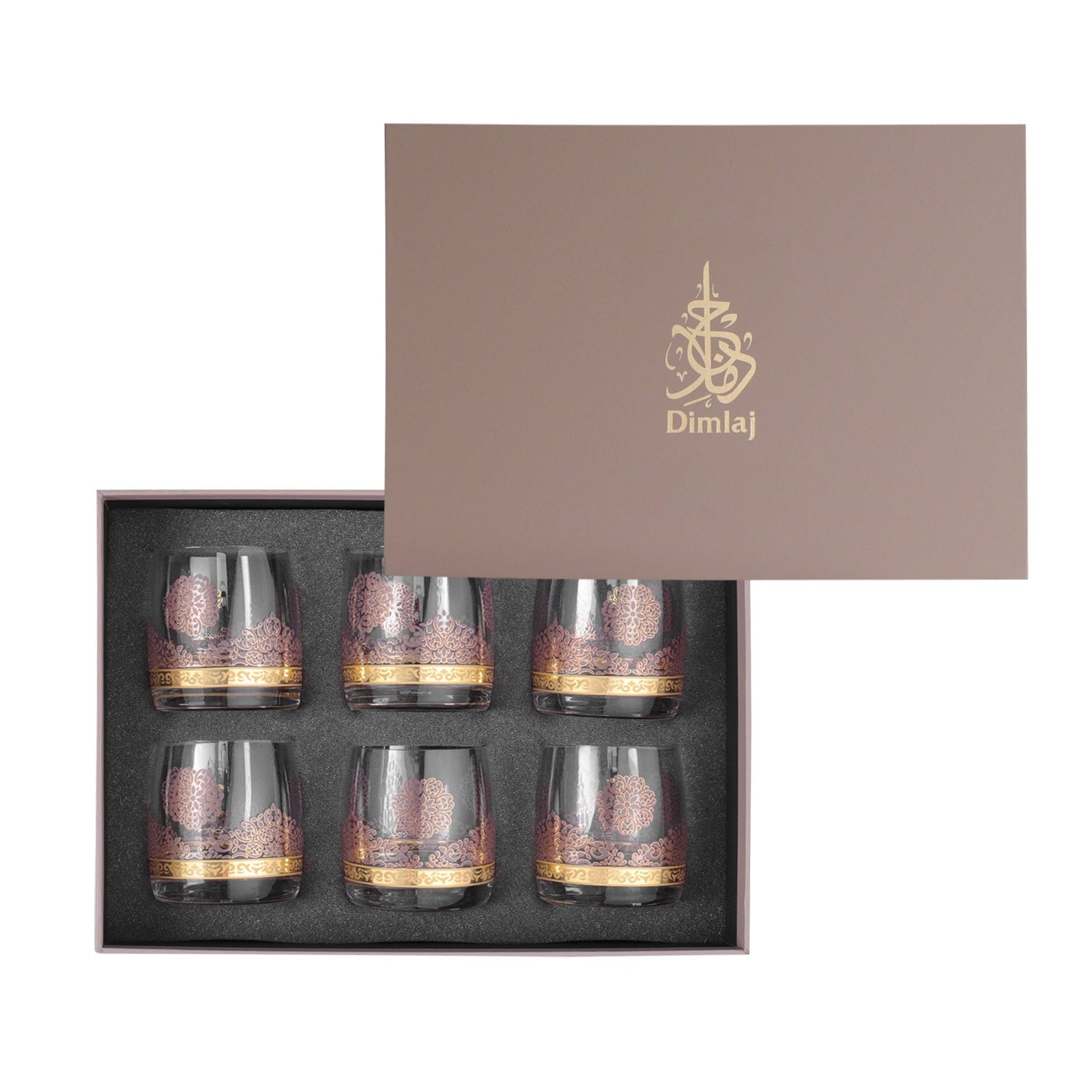 Dimlaj Selena Set of 6 Pcs Short Tumblers (Gold & Pink) - Premium Short Tumblers from Selena By Dimlaj - Just $212!