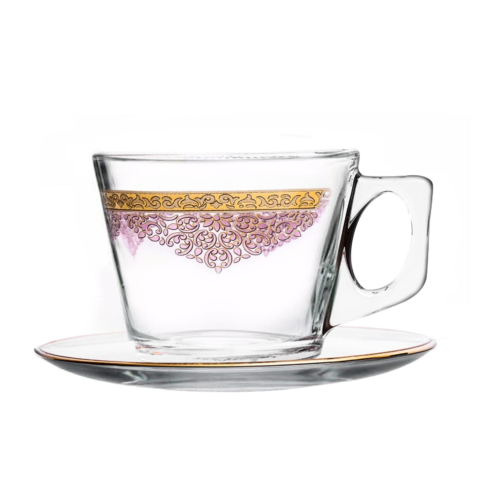 Dimlaj Selena Set of 6 Pcs Tea Cups and Saucers (Gold & Pink) - Premium Tea Cups from Selena By Dimlaj - Just $192!