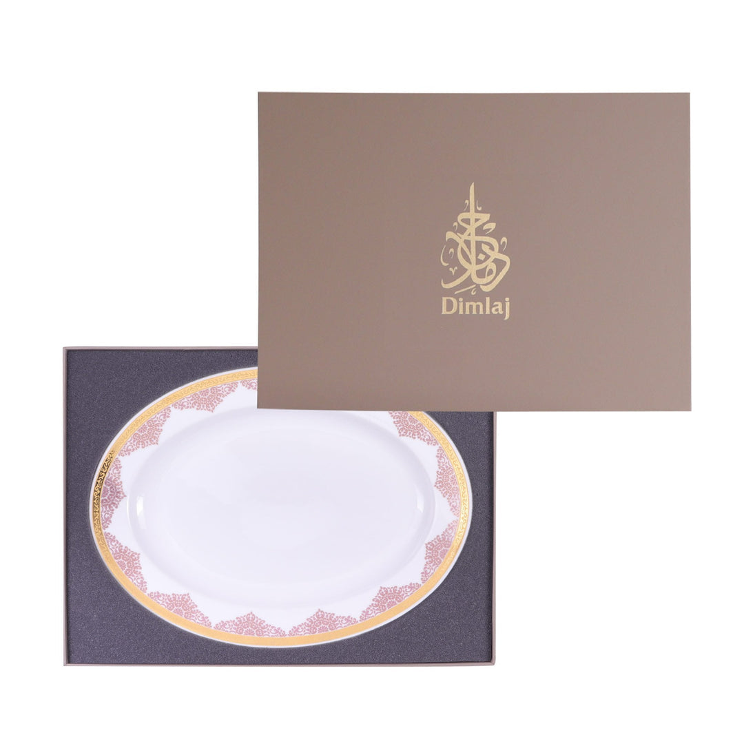 Dimlaj Selena Large Oval Charger Plate (Gold & Pink) - Premium Porcelain Plates from Selena By Dimlaj - Just $188!