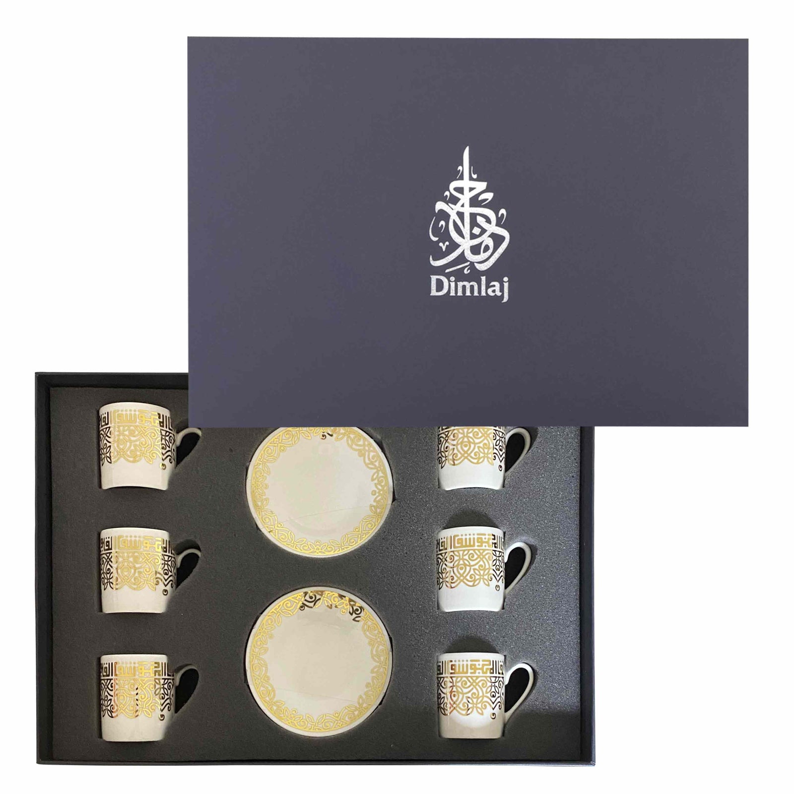 Dimlaj Shafa Set of 6 Pcs Coffee Cups and Saucers (Gold) - Premium Coffee Sets from Shafa By Dimlaj - Just $210!