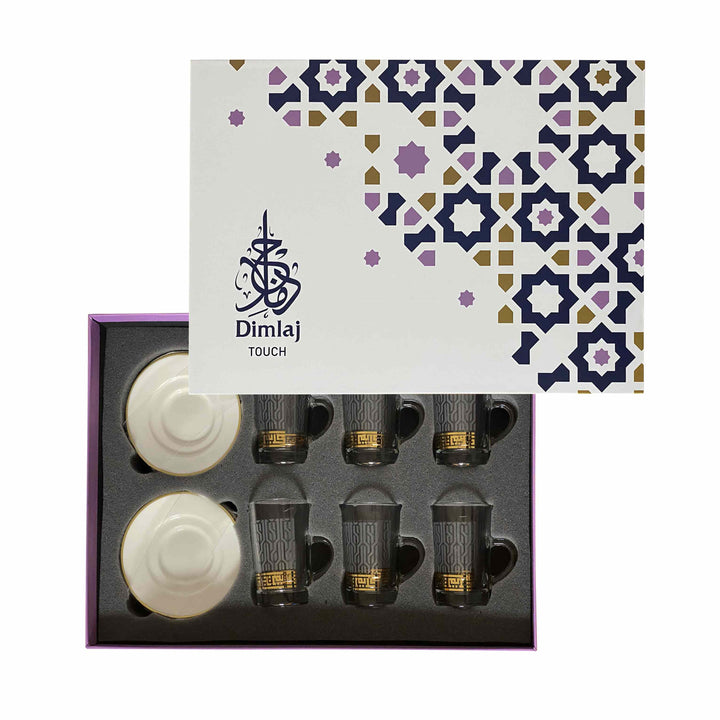 Dimlaj Touch Alexander Set of 6 Pcs Tea Cups and Saucers Gold - Premium Tea Istikans With Handle from Alexander By Dimlaj - Just $135!