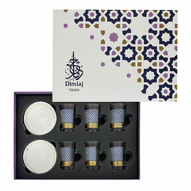 Dimlaj Touch Ansam Set of 6 Pcs Tea Cups and Saucers Gold - Premium Tea Cups from Dimlaj Touch - Just $135!