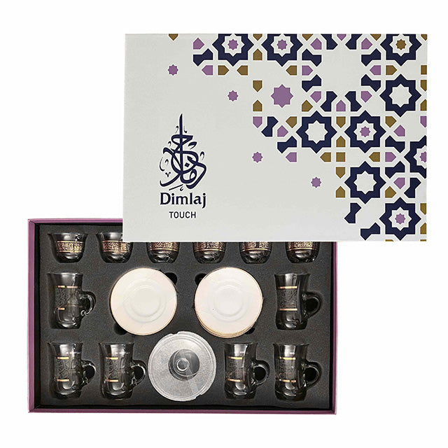 Dimlaj Touch Lu'Lu' Set of 20 Pcs Assorted Drinkware  (Gold & White) - Premium Special Sets from Lu'Lu' By Dimlaj - Just $175!