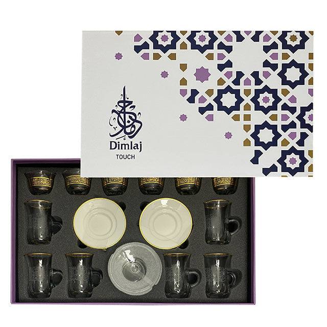 Dimlaj Touch Lu'Lu' Set of 20 Pcs Assorted Drinkware (Gold and White) - Premium Special Sets from Lu'Lu' By Dimlaj - Just $175!