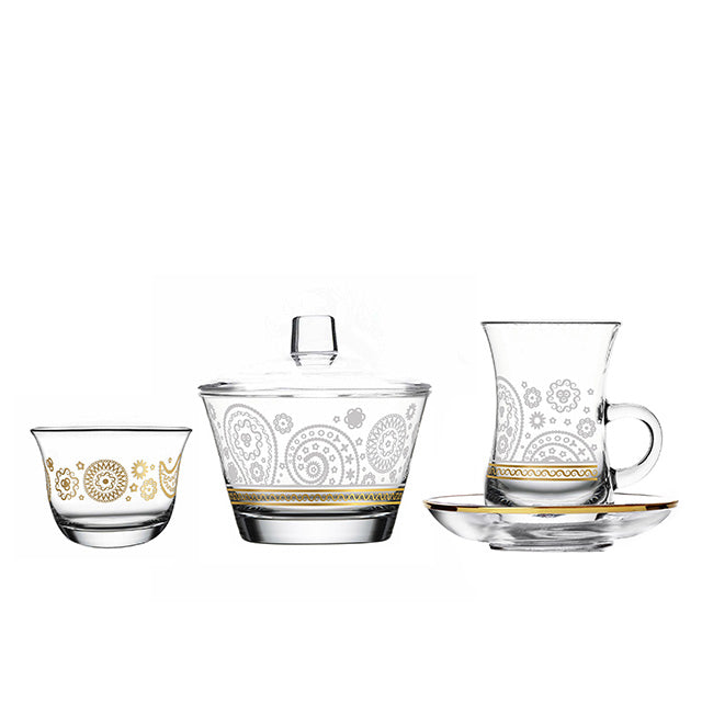 Dimlaj Touch Paisley Set of 20 Pcs Assorted Drinkware (Gold & White) - Premium Special Sets from Paisley By Dimlaj - Just $175!