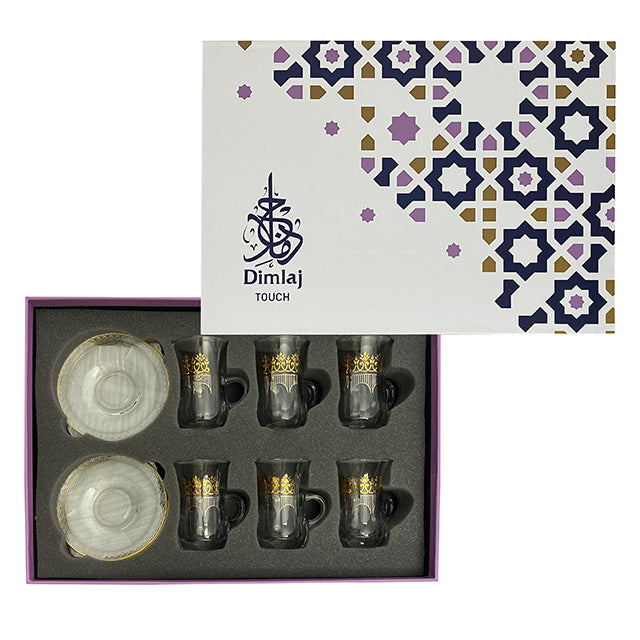 Dimlaj Touch Grace Set of 6 Pcs Tea Cups and Saucers Gold and Platinum - Premium Tea Cups from Dimlaj Touch - Just $135!