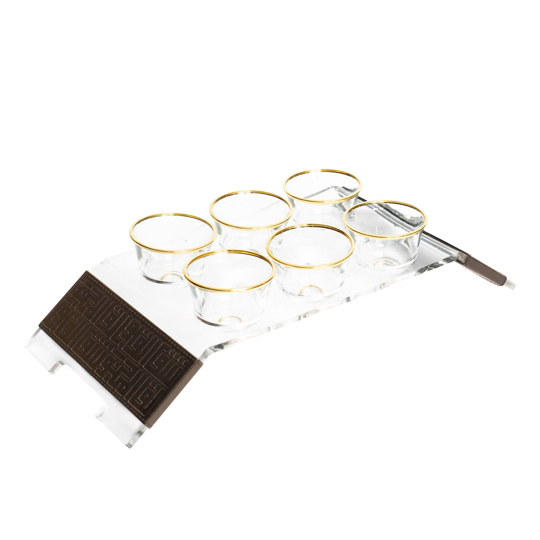 Dimlaj Shafa Acrylic Coffee stand & Cawa Cups (Bronze) - Premium Table Accessories from Shafa By Dimlaj - Just $235!