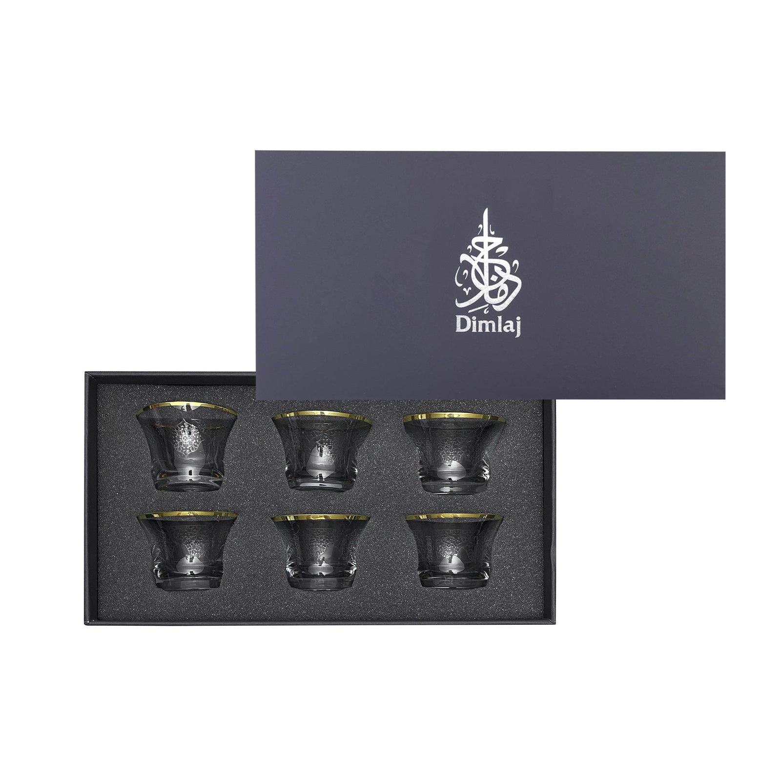 Dimlaj Perla Set of 6 Pcs Crystal Cawa Cups (Gold) - Premium Cawa Cups from Perla By Dimlaj - Just $315!