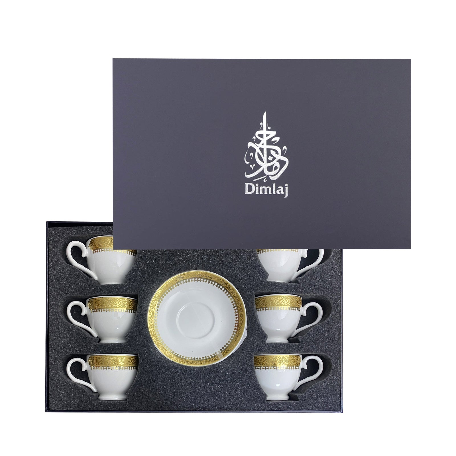 Dimlaj Cordoba Set of 6 Pcs Turkish Coffee Cups and Saucers (Gold) - Premium Coffee Sets from Cordoba By Dimlaj - Just $265!