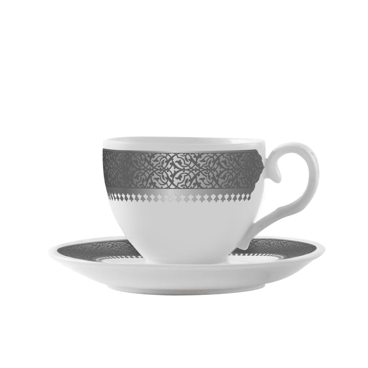 Dimlaj Cordoba Set of 6 Pcs Turkish Coffee Cups and Saucers  (Platinum) - Premium Coffee Sets from Cordoba By Dimlaj - Just $265!