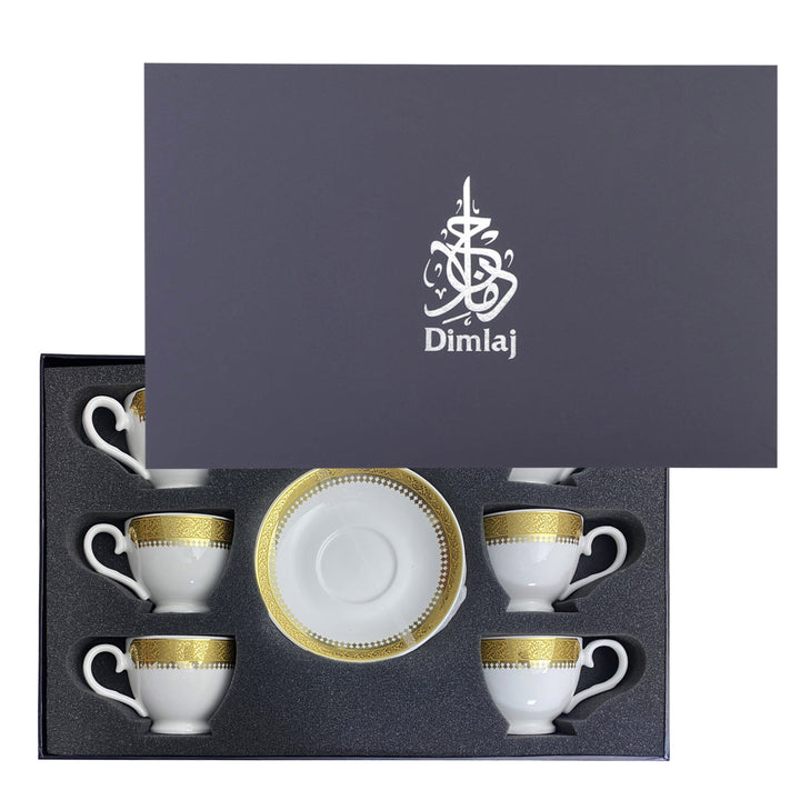 Dimlaj Cordoba Set of 6 Pcs Tea Cups and Saucers (Gold) - Premium Tea Cups from Cordoba By Dimlaj - Just $265!