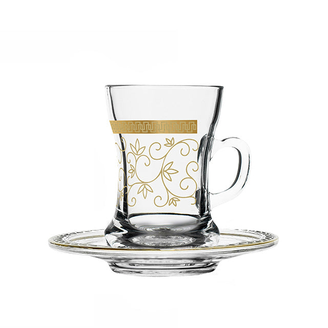 Dimlaj Touch Tendril Set of 6 Pcs Tea Cups and Saucers Gold - Premium Tea Cups from Dimlaj Touch - Just $135!