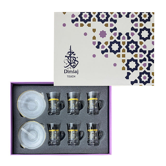 Dimlaj Touch Tendril Set of 6 Pcs Tea Cups and Saucers Gold - Premium Tea Cups from Dimlaj Touch - Just $135!