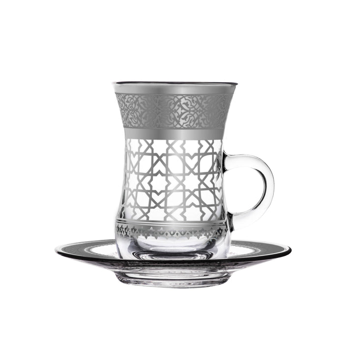 Dimlaj Cordoba Set of 6 Pcs Tea Cups and Saucers (Platinum) - Premium Tea Cups from Cordoba By Dimlaj - Just $300!