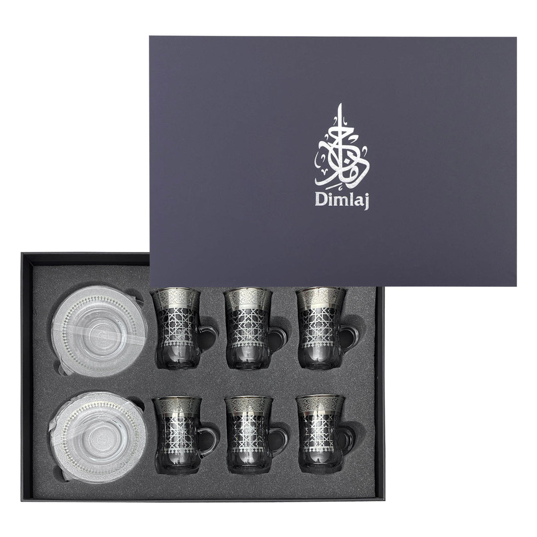 Dimlaj Cordoba Set of 6 Pcs Tea Cups and Saucers (Platinum) - Premium Tea Cups from Cordoba By Dimlaj - Just $300!