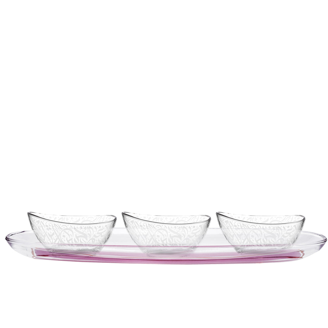 Dimlaj Nagham Set of 4 Pcs Appetizers Tray & Bowls (Gold & Pink) - Premium Serving Bowls from Nagham By Dimlaj - Just $750!