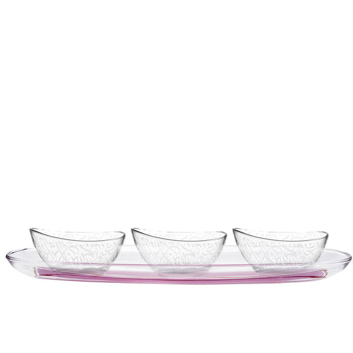 Dimlaj Nagham Set of 4 Pcs Appetizers Tray & Bowls (Gold & Pink) - Premium Serving Bowls from Nagham By Dimlaj - Just $750!